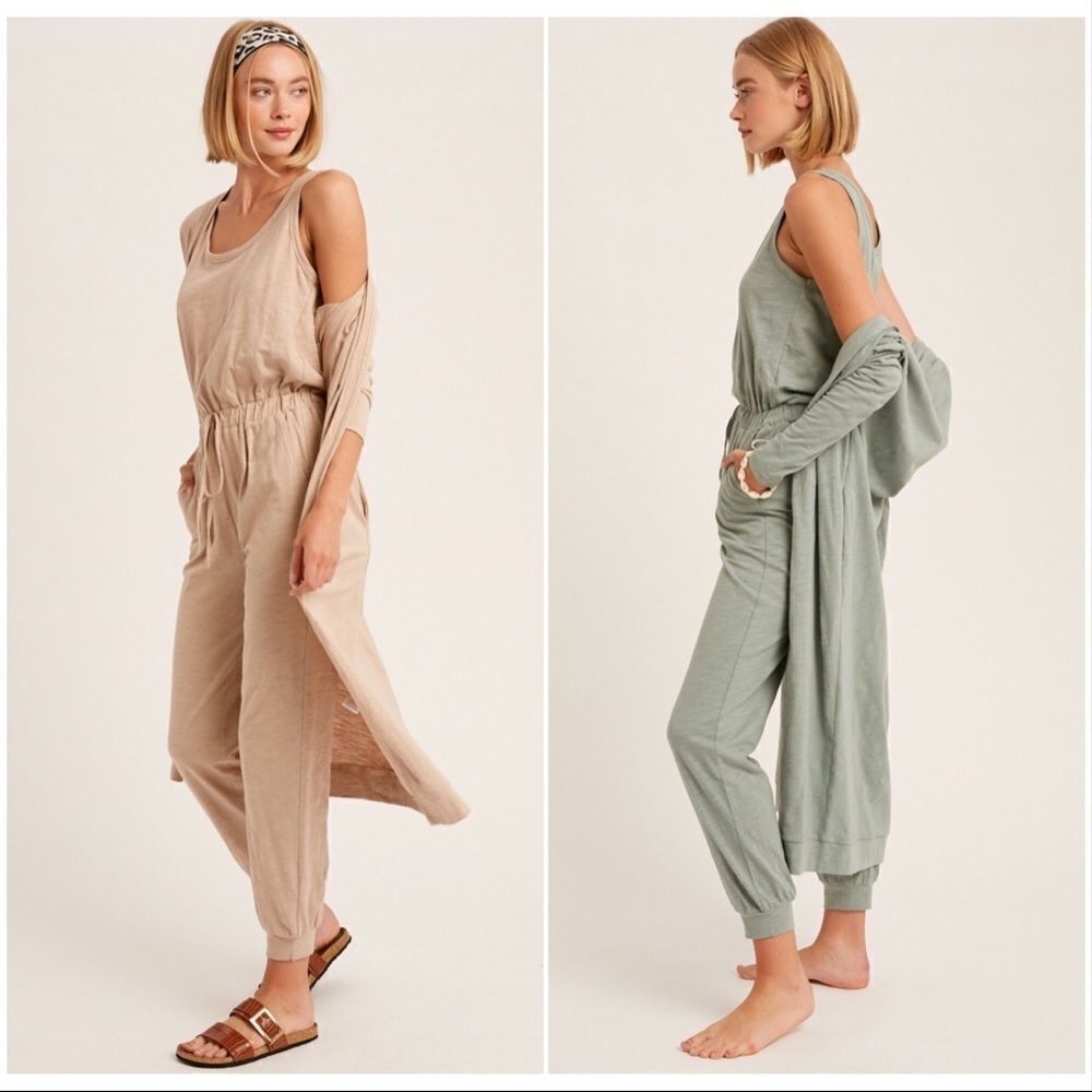 𝅺textured cotton jumpsuit & long cardigan knit sets - Picture 2 of 16